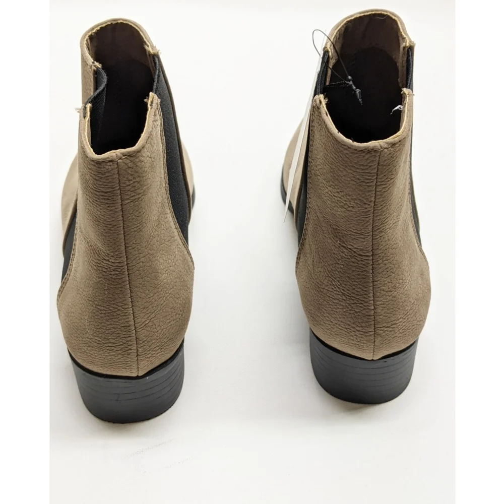 H&M Taupe Faux Suede Chelsea Ankle Boots With Elastic Side Panels Women's Size 6 - Picture 7 of 10